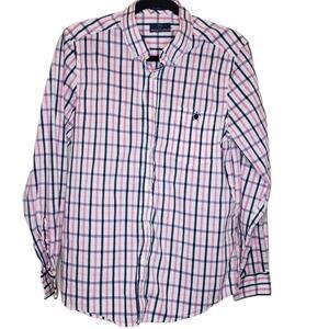 Simply southern pink blue plaid button up sz small